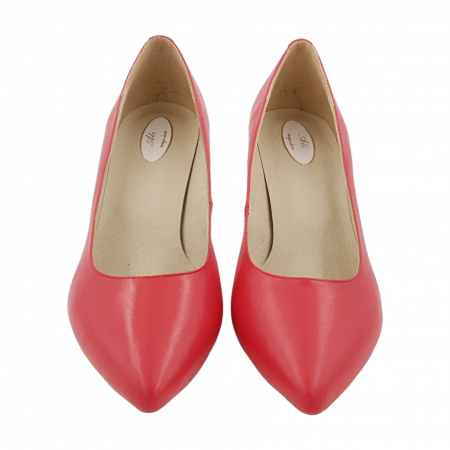 Pantofi damă eleganți, stiletto, piele naturală, toc cui, roșu, Sandali [2]