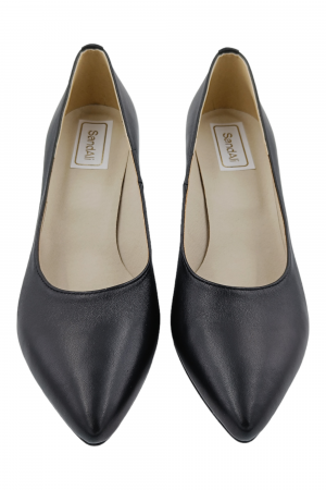 Pantofi damă eleganți, stiletto, piele naturală, toc gros îmbrăcat, alb-negru retro, negru, Sandali [3]