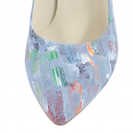 Pantofi damă eleganți, stiletto, piele naturală, toc gros îmbrăcat, bleo pictat, Sandali [2]