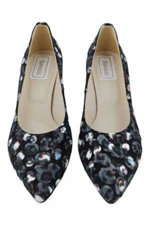 Pantofi damă eleganți, stiletto, piele naturală, toc gros, negru păun [3]
