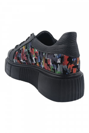 Pantofi damă fara toc, piele bizon, imprimeu picasso, negru, 36; 40 [2]
