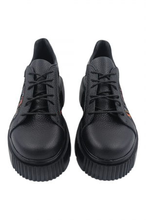 Pantofi damă fara toc, piele bizon, imprimeu picasso, negru, 36; 40 [3]