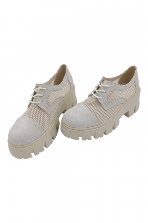 Pantofi damă, plasă, piele naturală velur, talpă cu crampoane, bej - Sandali [5]