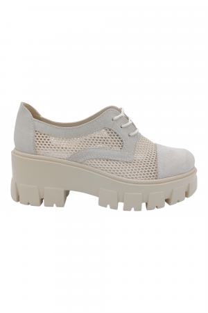 Pantofi damă, plasă, piele naturală velur, talpă cu crampoane, bej - Sandali [1]