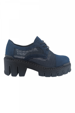 Pantofi damă, plasă, piele naturală velur, talpă cu crampoane, bleumarin, Sandali [1]