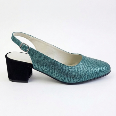 Primavara - Pantofi slingback damă piele – Emerald Metallic