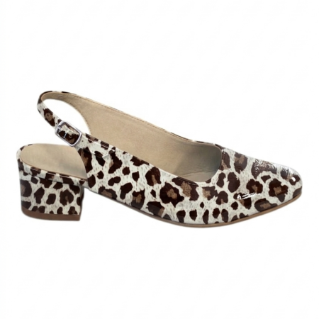 Primavara - Pantofi slingback damă piele – Leopard Lacuit