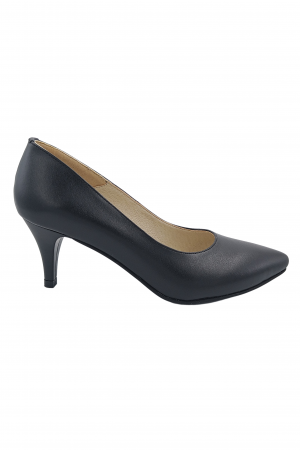 Pantofi cu toc subțire - Pantofi damă, stiletto, piele naturală box, toc cui, negru, SANDALI