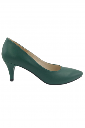 Pantofi cu toc subțire - Pantofi damă, stiletto, piele naturală box, toc cui, verde, SANDALI