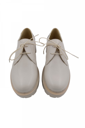 Pantofi oxford damă, piele naturală bizon, talpă ușoară bej, bej, Sandali [2]