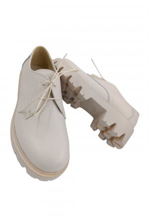 Pantofi oxford damă, piele naturală bizon, talpă ușoară bej, bej, Sandali [3]