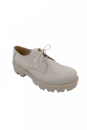 Pantofi fara toc - Pantofi oxford damă, piele naturală bizon, talpă ușoară bej, bej, Sandali