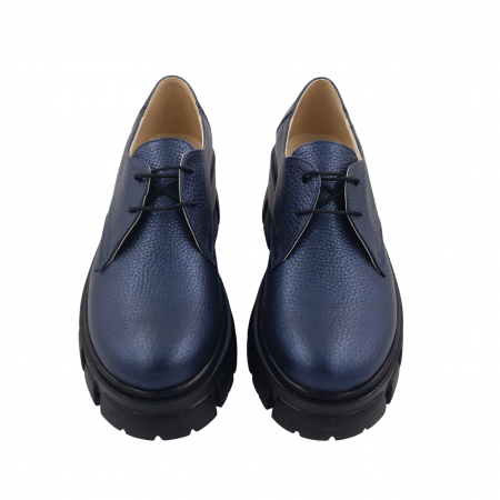 Pantofi oxford damă, piele naturală bizon, talpă cu crampoane, bleumarin, Sandali [2]