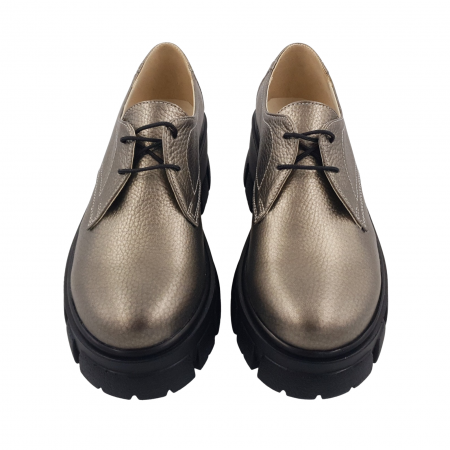Pantofi oxford damă, piele naturală bizon, talpă cu crampoane, bronz, Sandali [2]