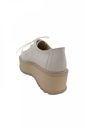 Pantofi oxford damă, piele naturală bizon, talpă înaltă bej ,bej, Sandali [1]