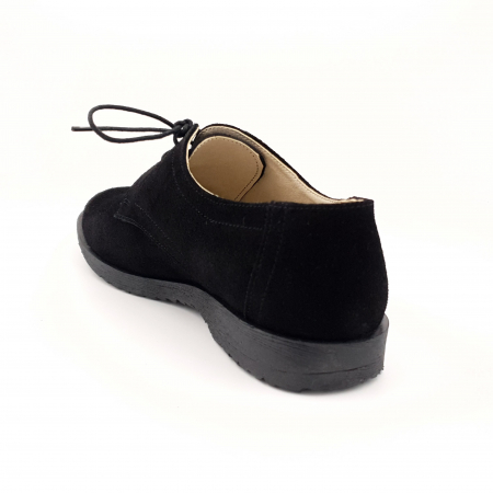 Pantofi casual unisex - piele naturală întoarsă, sireturi, negru, 38 [1]