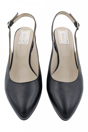 Pantofi sanda damă eleganți, piele naturală, varf migdalat, toc gros, imprimeu CARA, Sandali [4]