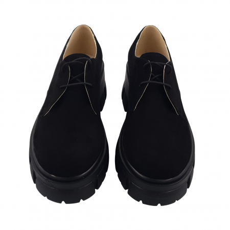 Pantofi oxford damă, piele naturală velur, negru, 36; 37 [2]