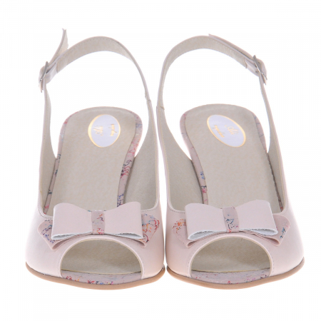 Sandale dama eleganti, piele naturala, imprimeu, toc gros imbracat cu imprimeu, bej roz, Sandali [1]
