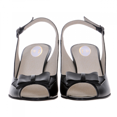 Sandale dama eleganti, piele naturala, toc gros, negru, Sandali [2]