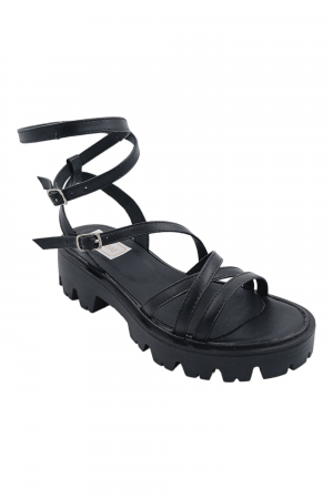 Sandale fara toc - Sandale dama fara toc, piele naturala, cu barete subtiri, Leda, negru, Sandali