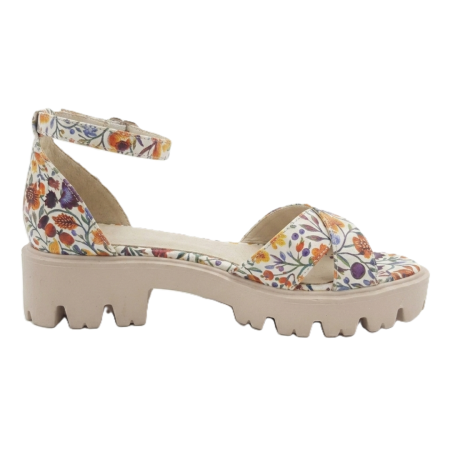 NEW COLLECTION - Sandale dama Floral Garden cu imprimeu floral si talpa bej – model de vara