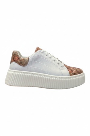 Sneakers - sneakers dama albi piele naturala talpa cusuta snake coral crocodile