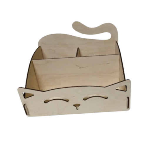 Organizator birou model pisica, blank lemn, 20x15x15 cm [2]