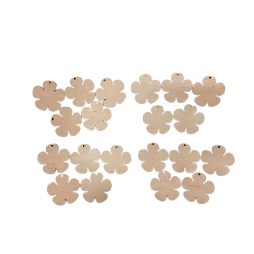 Set 20 baze lemn, model floare 5 petale, 4 cm [3]