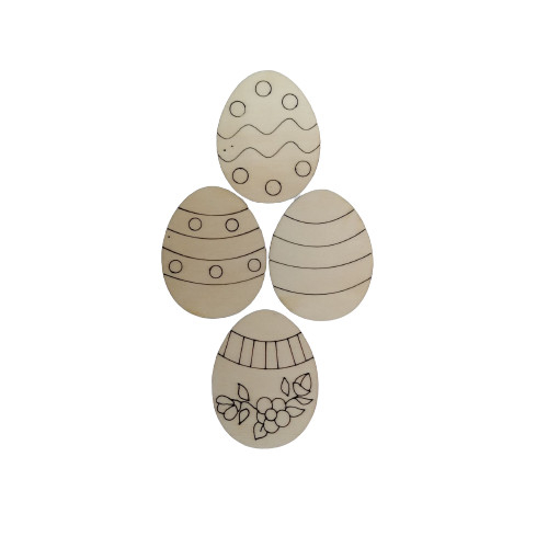 Set 4 baze lemn Paste, silueta ou, 6x8 cm [2]