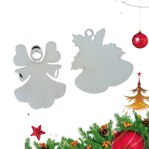 Set 4 decoratiuni lemn Craciun, modele diferite, 7 cm, G10 [3]