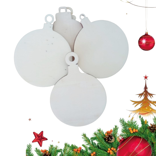 Set 5 decoratiuni lemn Craciun, modele diferite, 8 cm diametru, G7 [3]