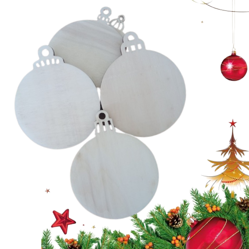 Set 5 decoratiuni lemn Craciun, modele diferite, 8 cm diametru, G8 [3]