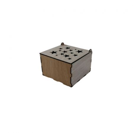 Cutii lemn decorative - Cutie decupata stelute , 10,5x10,5x7 cm ,MDF lacuit
