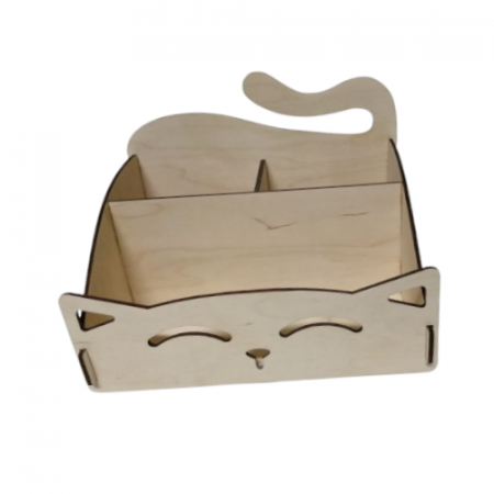 Organizator birou model pisica, blank lemn, 20x15x15 cm [1]