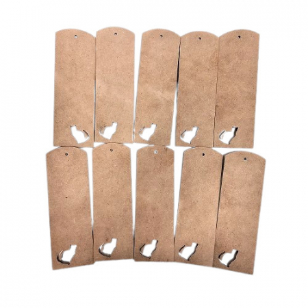 Semne de carte - Set 10 bucati, baza lemn semn de carte, cu pisica, 5x15 cm