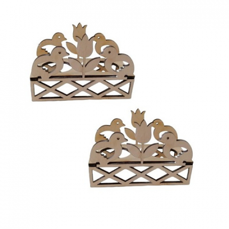 Ornamente, decoratiuni Paste - Set 2 suporturi oua Paste, blank lemn, 12.5x6x9 cm