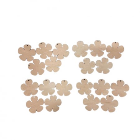 Set 20 baze lemn, model floare 5 petale, 4 cm [2]