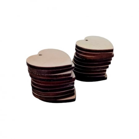 Figurine, forme, ornamente - Set 20 baze lemn blank , inima , 3.5x3.5 cm