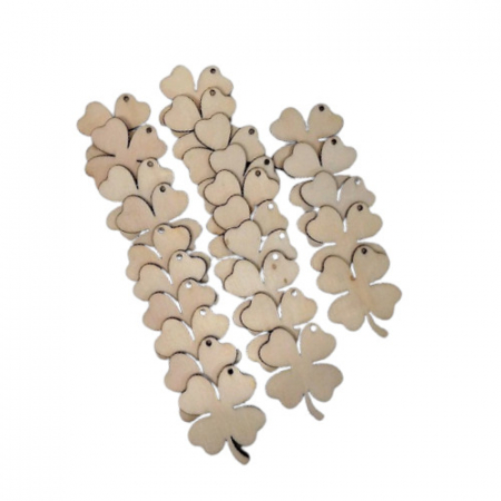 Figurine, forme, ornamente - Set 25 baze lemn, trifoi, 4 cm