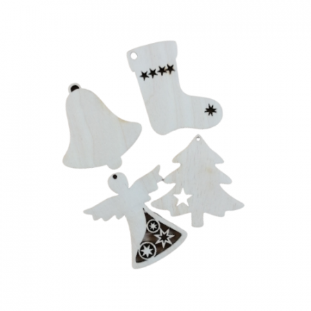 Figurine, forme, ornamente - Set 4 baze lemn blank, diverse forme, 7 cm