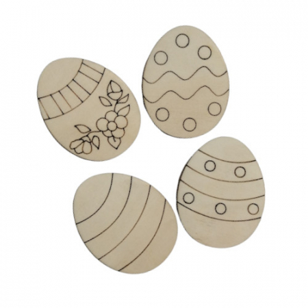 Ornamente, decoratiuni Paste - Set 4 baze lemn Paste, silueta ou, 6x8 cm