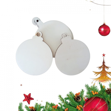 Set 5 decoratiuni lemn Craciun, modele diferite, 8 cm diametru, G7 [3]