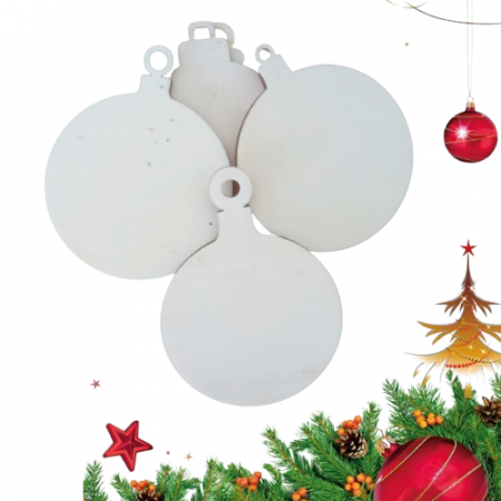 Set 5 decoratiuni lemn Craciun, modele diferite, 8 cm diametru, G7 [2]
