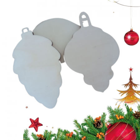 Set 5 decoratiuni lemn Craciun, modele diferite, 8 cm diametru, G9 [2]