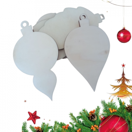 Set 5 decoratiuni lemn Craciun, modele diferite, 8 cm diametru, G9 [1]