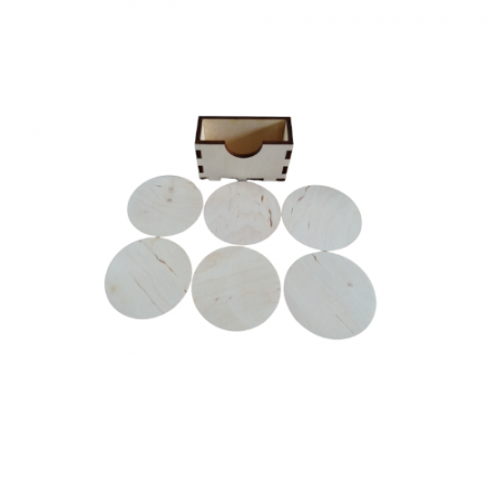 Decoratiuni casa - Set 6 suporturi/coastere lemn , rotund , pentru pahare cu suport , 9 cm