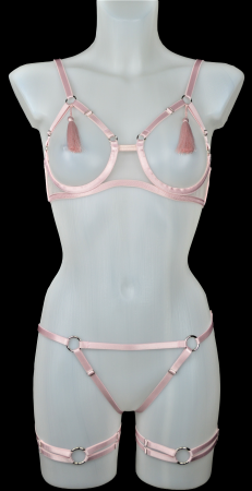 SET NOCTURNO TULLE ATILLA& HARNESS PINK V -4 PIESE [0]