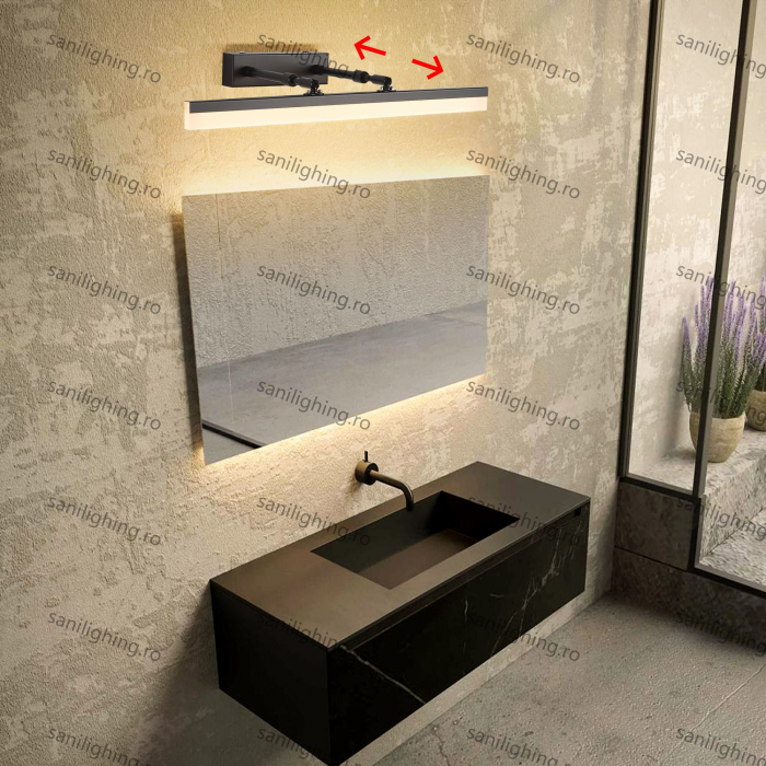 Aplica de baie 58cm,36W dimensiune reglabila,3 tipuri de lumina NEGRU [4]