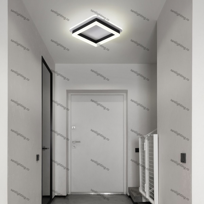 Plafoniera Led Patrata 64W, Neagra, 3 tipuri de lumina,  3000K/4000K/6500K [1]